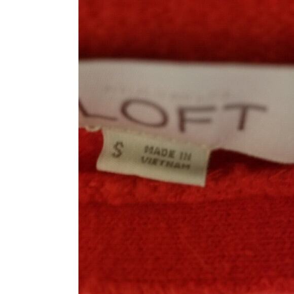 Loft Women's Red Knit Pullover Sweater Boat Neck Long Sleeve Size Small - PO - Picture 6 of 9